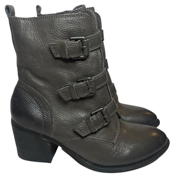 Vince Camuto Dassia Grey Two Toned Combat Moto Heel Boots Size 9.5 - Picture 5 of 10